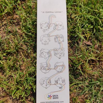 In rainbow fashion faces bookmark